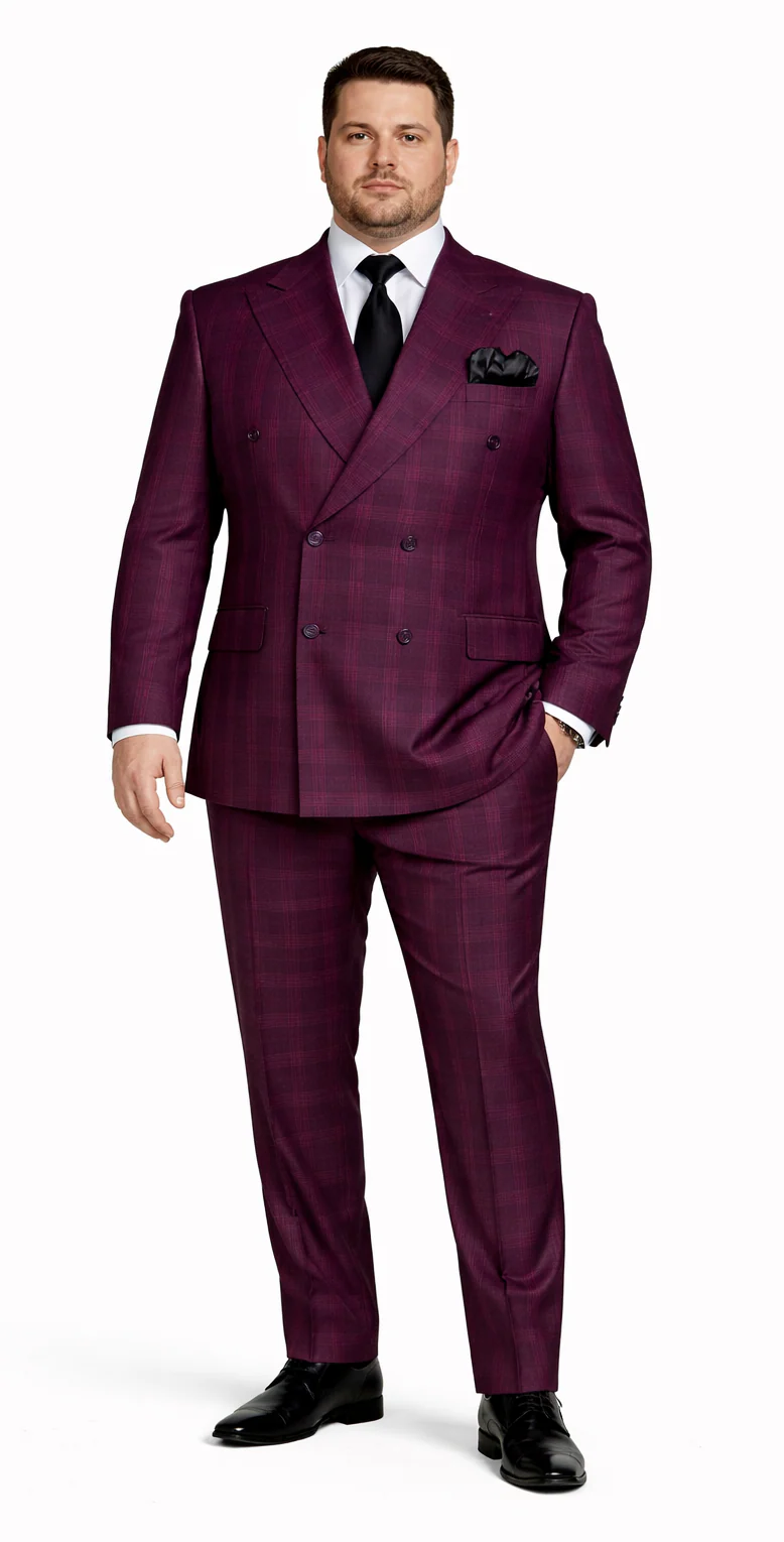 Rossiman Burgundy Suit for Men – Peak Lapel 1-Button Jacket & Double-Breasted Vest - Image 8