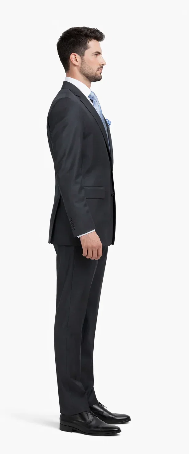 Rossiman Men's Dark Gray Slim Fit Suit – 3-Piece Vested Set with Flat Front Pants - Image 3