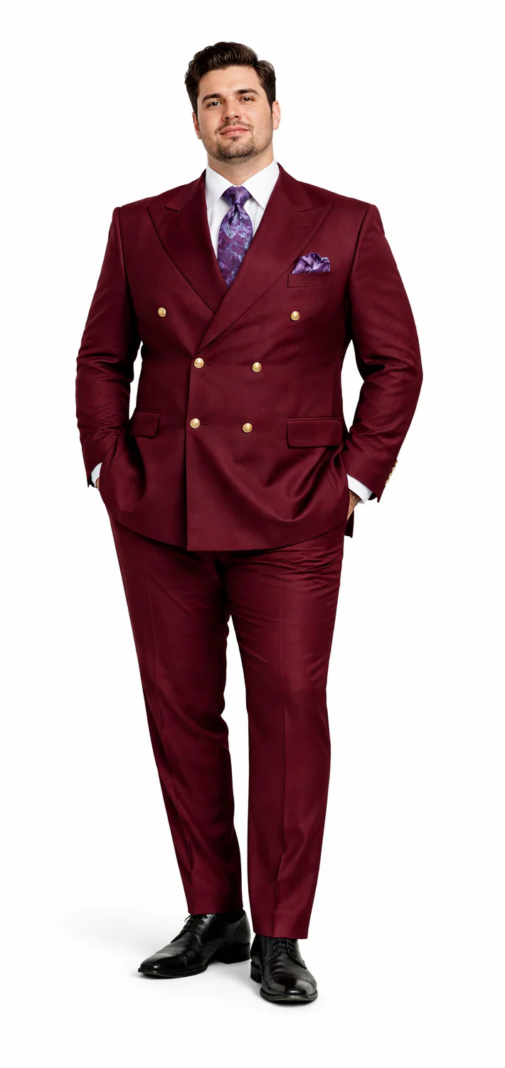 Rossiman Men's Burgundy Slim Fit Formal Suit – Modern Double-Breasted Jacket - Image 8