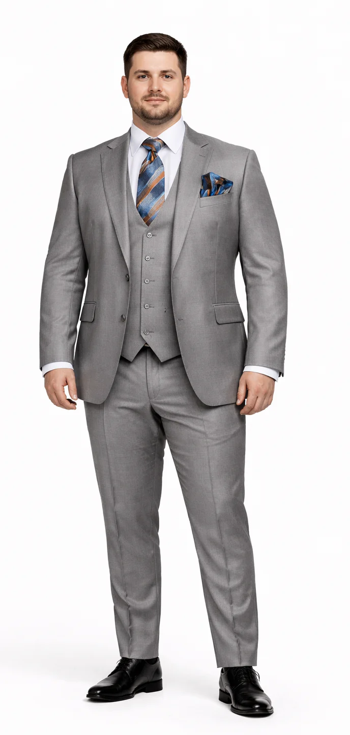 Men's Gray Slim Fit 3-Piece Suit by Rossiman β With Vest & Tailored Trousers - Image 8