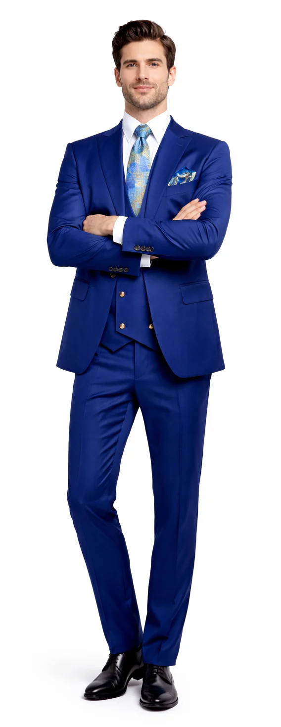 Rossiman Men’s Royal Blue Slim Fit Suit – Sophisticated Double-Breasted Design - Image 5