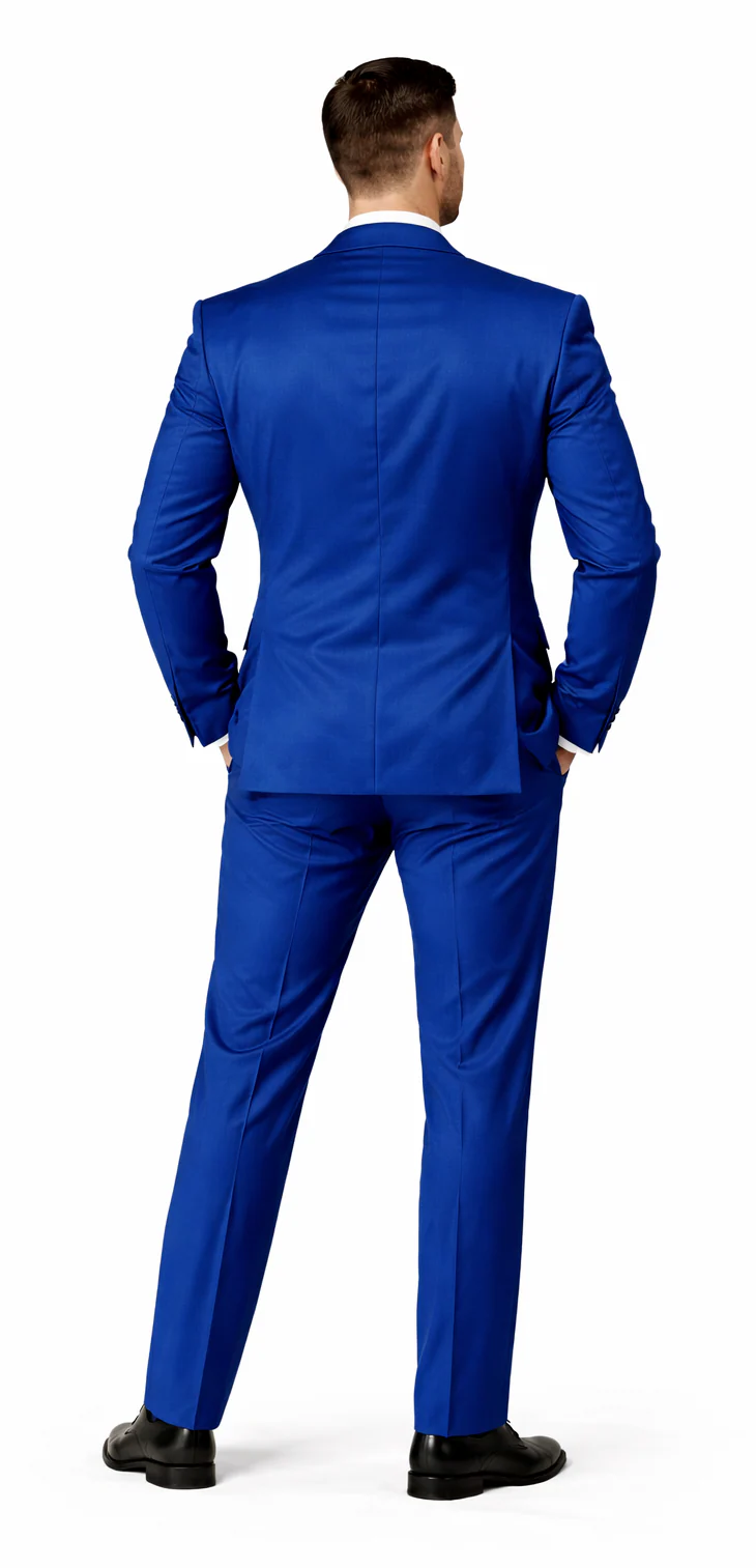Rossiman Men’s Royal Blue Glossy Sateen Suit – Bold & Refined Look - Image 2