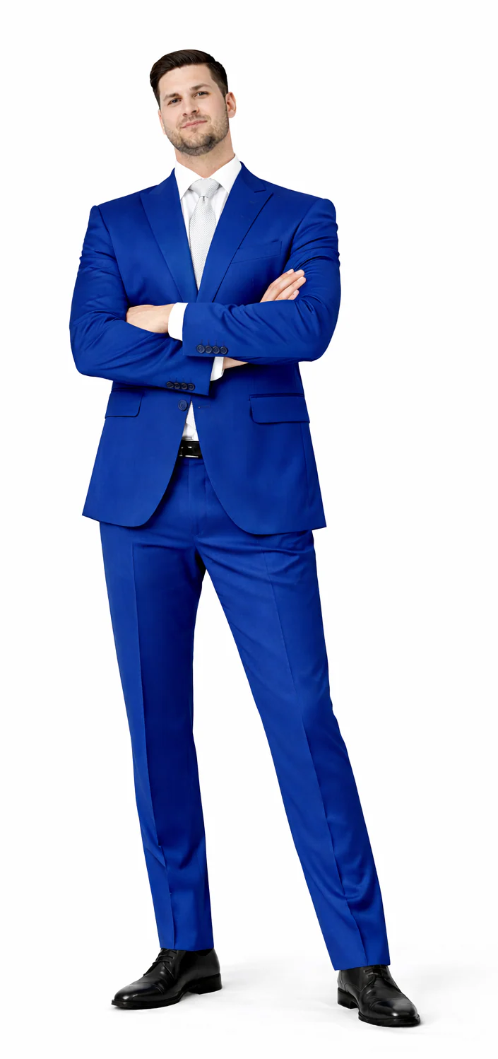 Rossiman Men’s Royal Blue Glossy Sateen Suit – Bold & Refined Look - Image 5
