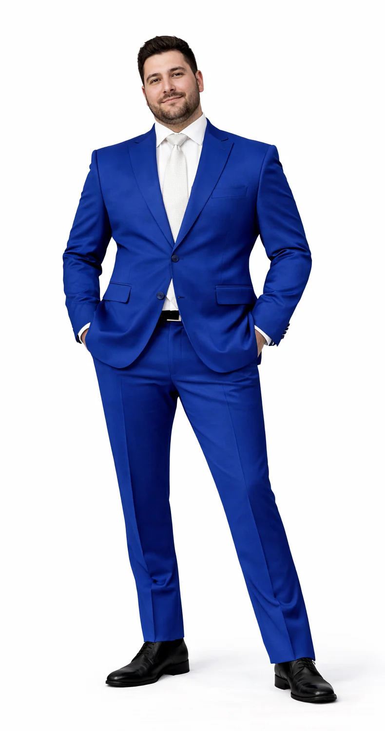Rossiman Men’s Royal Blue Glossy Sateen Suit – Bold & Refined Look - Image 8