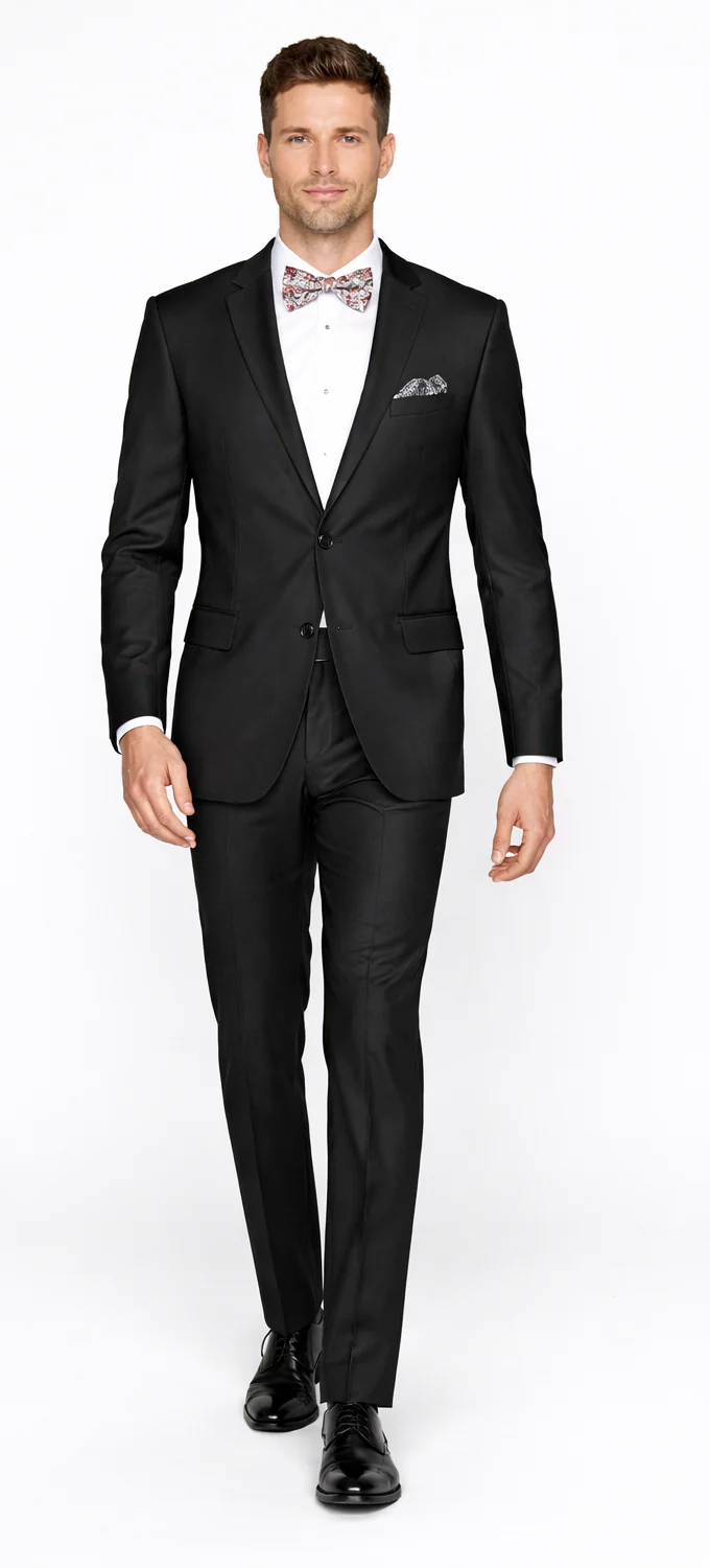 Rossiman Men's Slim Fit Gray Wool Suit β 1-Button Peak Lapel Jacket & Tapered Low-Rise Pants