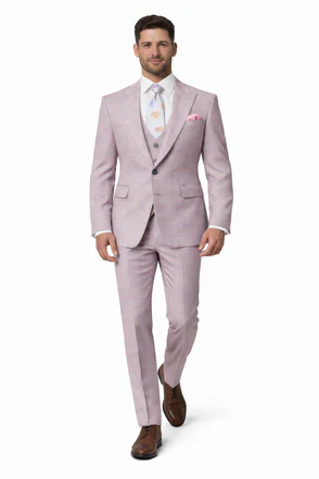 Rossiman Sharkskin Gray Plaid Suit β Double-Breasted Windowpane Suit for Men - Image 4
