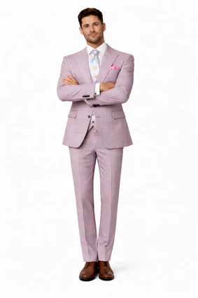 Rossiman Sharkskin Gray Plaid Suit β Double-Breasted Windowpane Suit for Men - Image 5