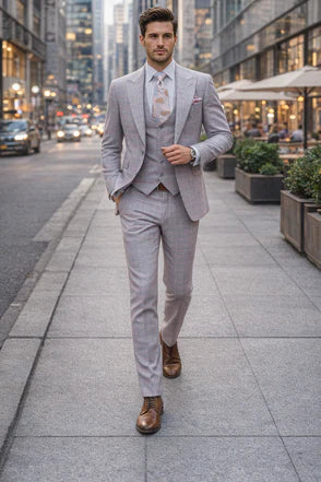 Rossiman Sharkskin Gray Plaid Suit β Double-Breasted Windowpane Suit for Men - Image 6