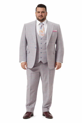 Rossiman Sharkskin Gray Plaid Suit β Double-Breasted Windowpane Suit for Men - Image 8