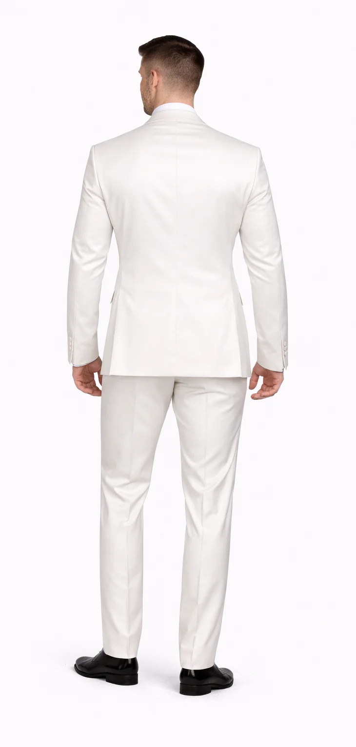 Rossiman White Sateen Suit for Men β High-Shine Formal Elegance - Image 2