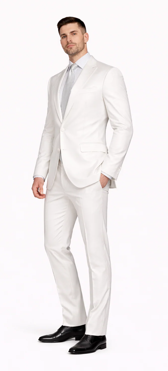 Rossiman White Sateen Suit for Men β High-Shine Formal Elegance - Image 3