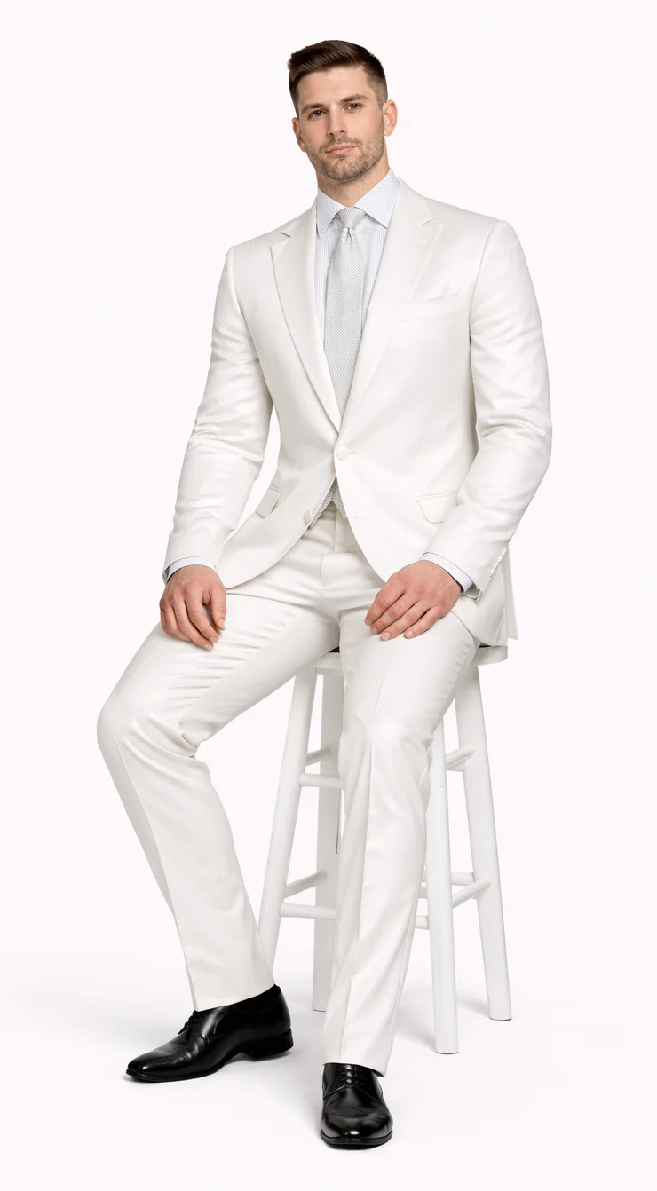 Rossiman White Sateen Suit for Men β High-Shine Formal Elegance - Image 4