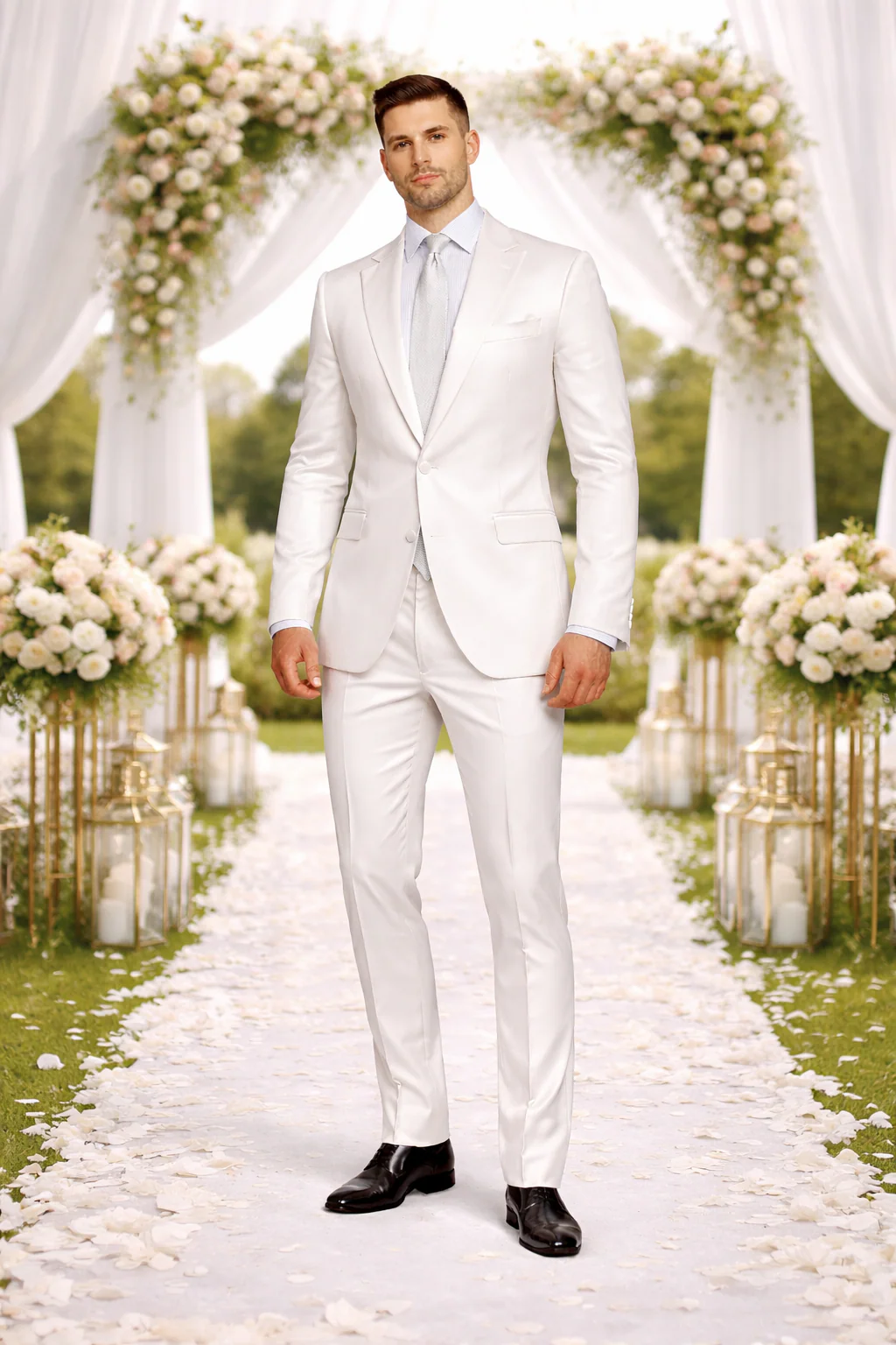 Rossiman White Sateen Suit for Men β High-Shine Formal Elegance - Image 6
