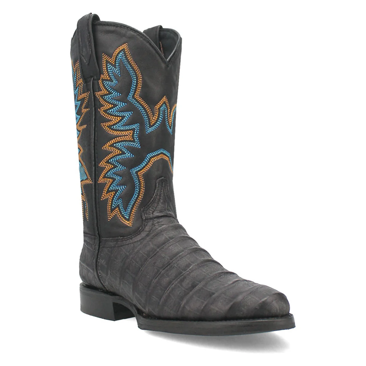 Dingo Round Toe Black Leather Boots