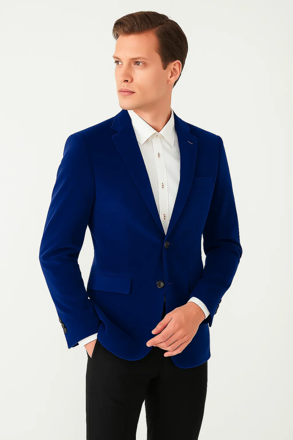 Royal Blue Mens Big and Tall Velvet Blazer - Velvet Sport Coat - Image 2