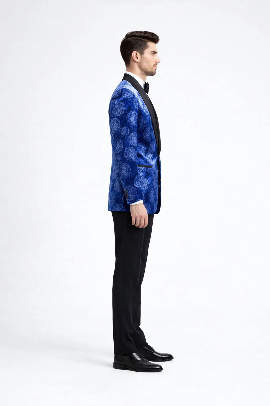 Royal Blue Rose Wedding Tuxedo Jacket – Slim Fit Shawl Lapel - Image 3