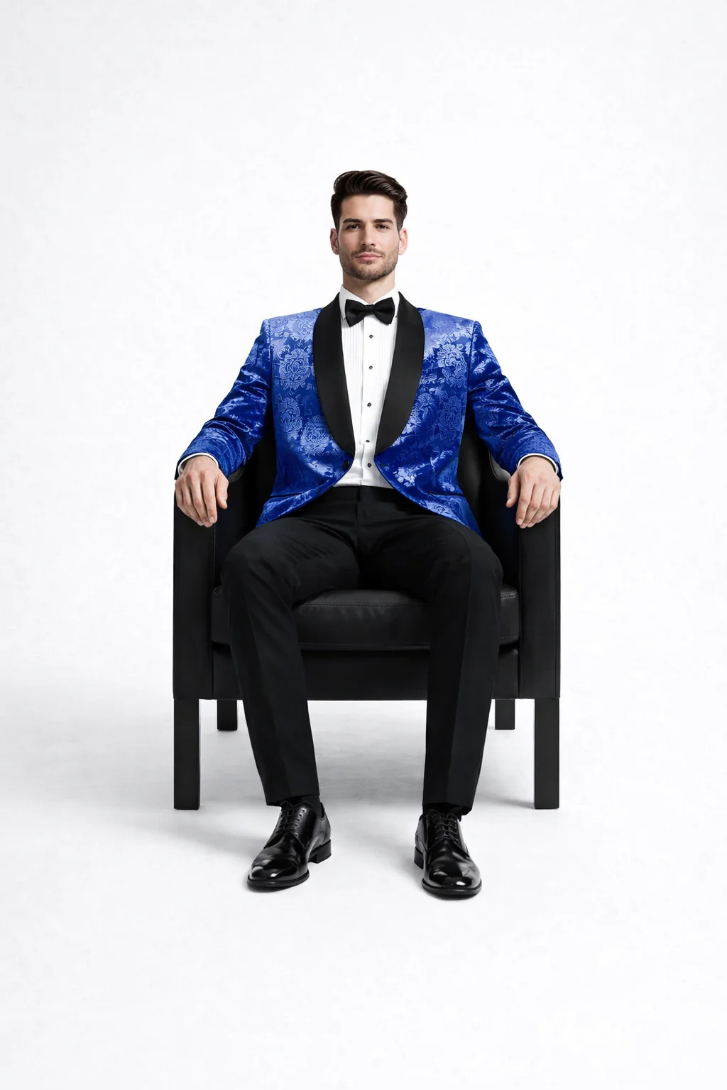 Royal Blue Rose Wedding Tuxedo Jacket – Slim Fit Shawl Lapel - Image 5