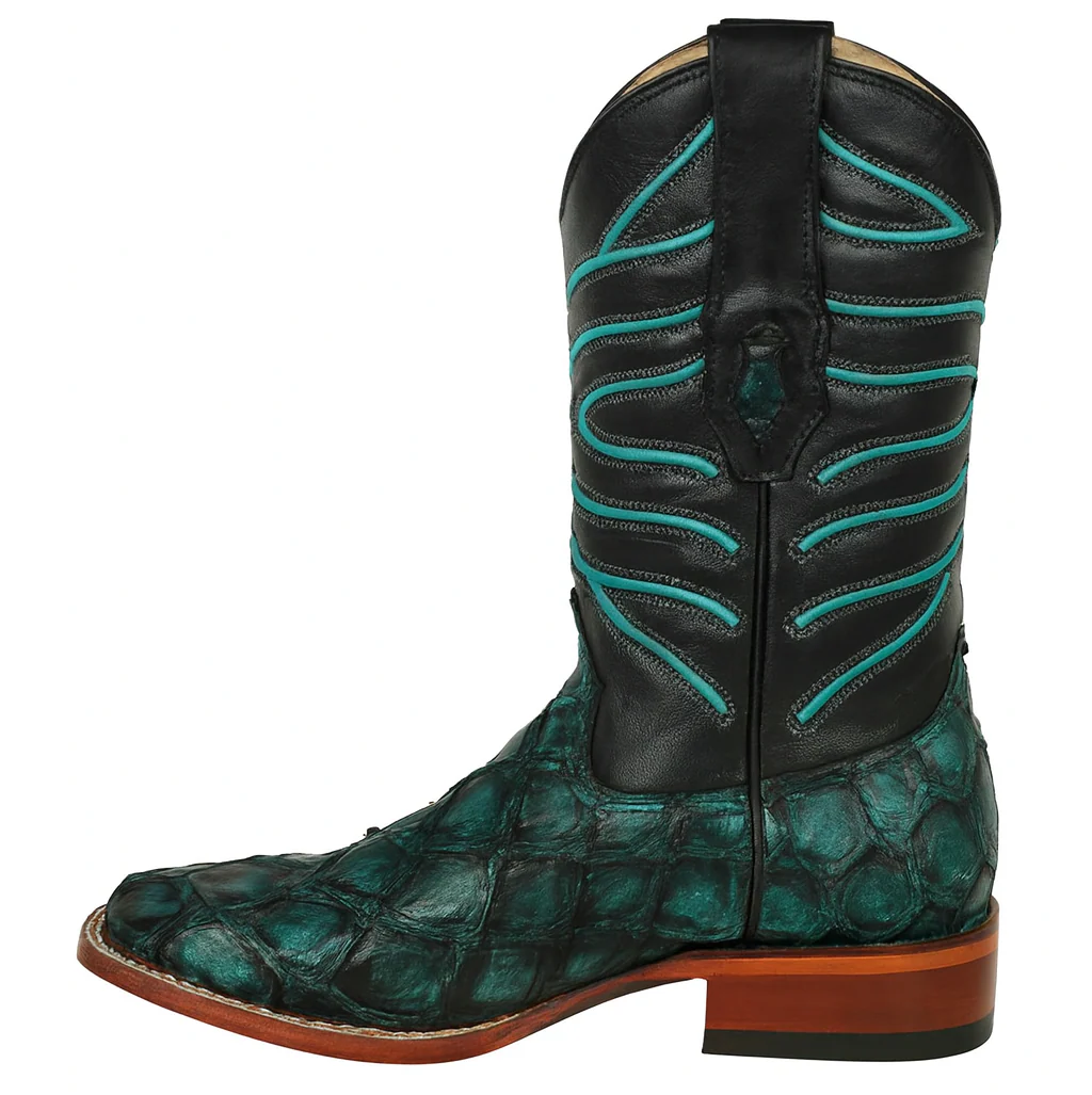 Rustic Turquoise Pirarucu Boots - Image 4
