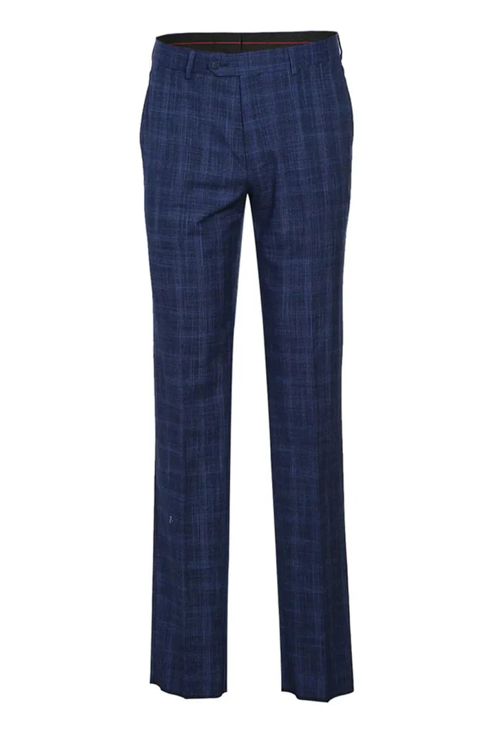 Saco vaquero - Traje Para Hombre - Western Sport Coat - Western Blazer - Mens Designer Two Button Slim Fit Notch Lapel Suit In Dark Blue Windowpane Plaid Weave - Image 6