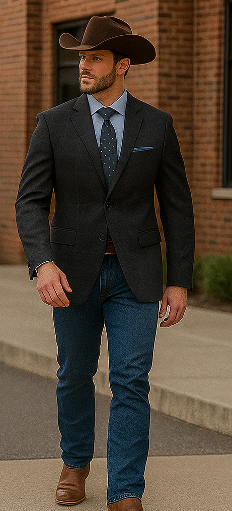 Saco vaquero - Western Sport Coat - Western Blazer-Mens Classic Fit Two Button Wool & Linen Sport Coat Blazer In Brown Windowpane Plaid - Image 3