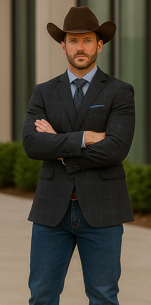 Saco vaquero - Western Sport Coat - Western Blazer-Mens Classic Fit Two Button Wool & Linen Sport Coat Blazer In Brown Windowpane Plaid - Image 4