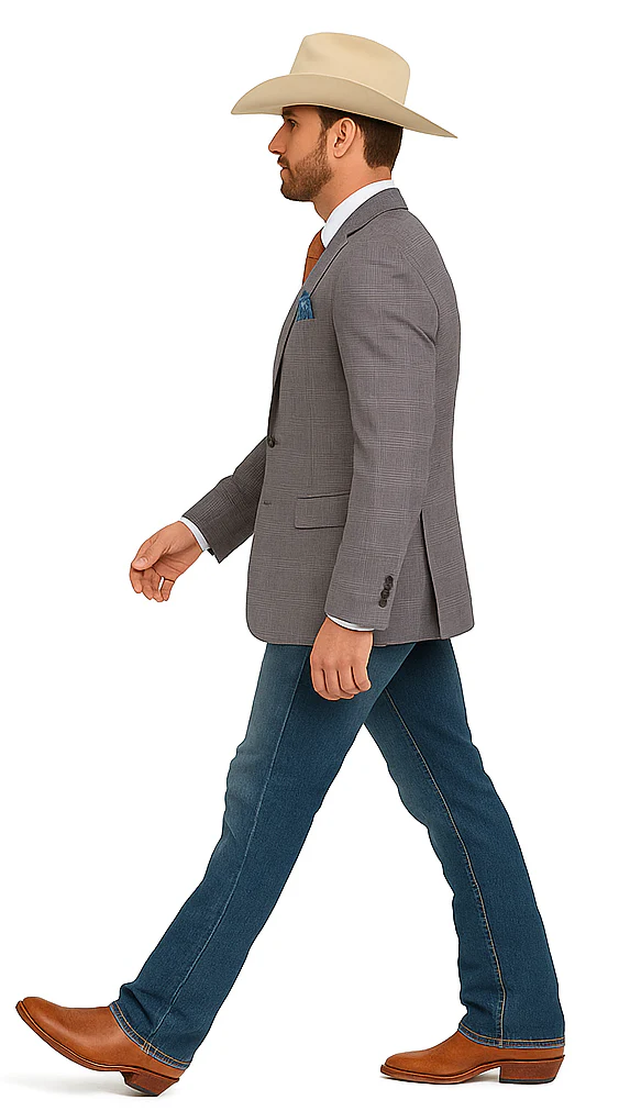 Saco vaquero - Western Sport Coat - Western Blazer- Mens Half Canvas Unconstructed Sport Coat Blazer In Grey Blue Windowpane Plaid - Image 5