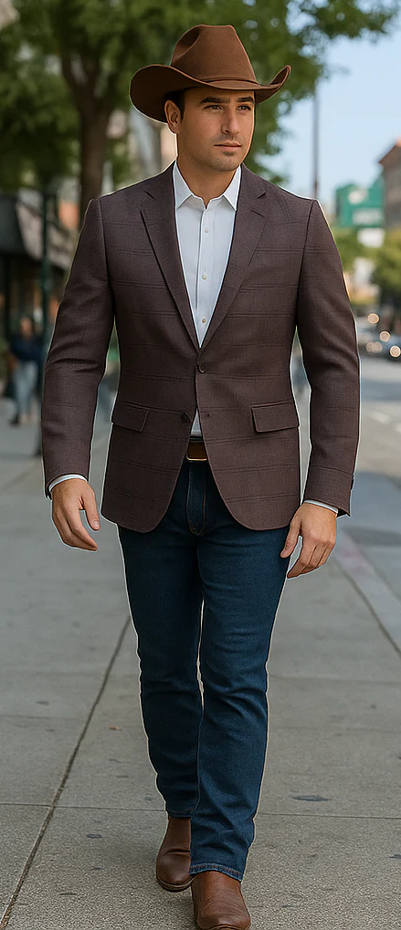 Saco vaquero - Western Sport Coat - Western Blazer - Men's Slim Fit Casual Sport Coat Blazer In Dark Rose Pink Plaid - Image 3