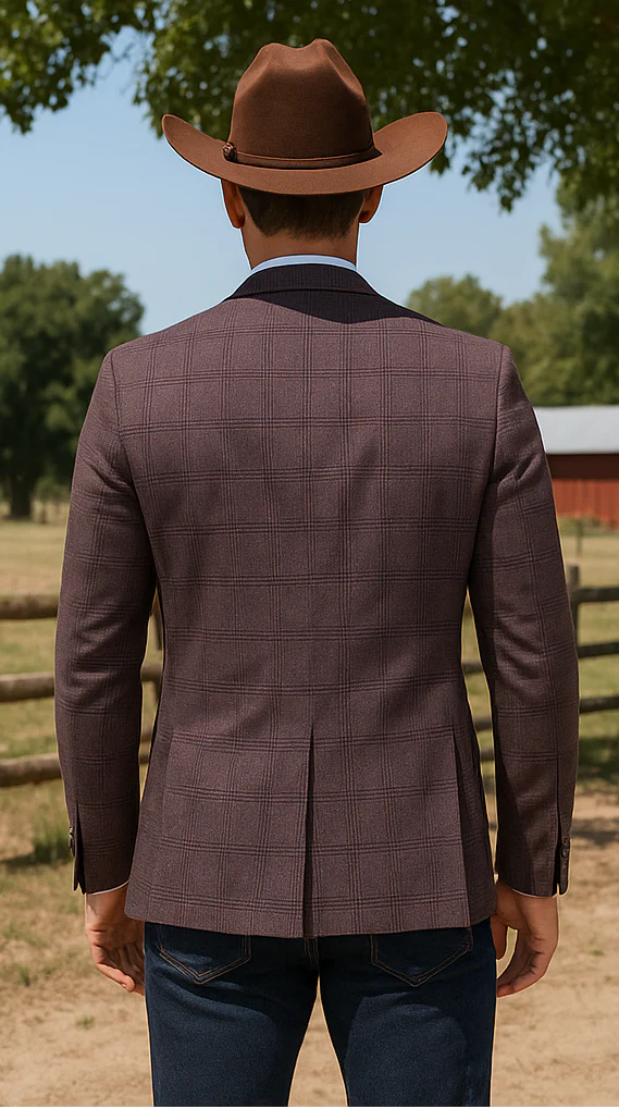 Saco vaquero - Western Sport Coat - Western Blazer - Men's Slim Fit Casual Sport Coat Blazer In Dark Rose Pink Plaid - Image 4
