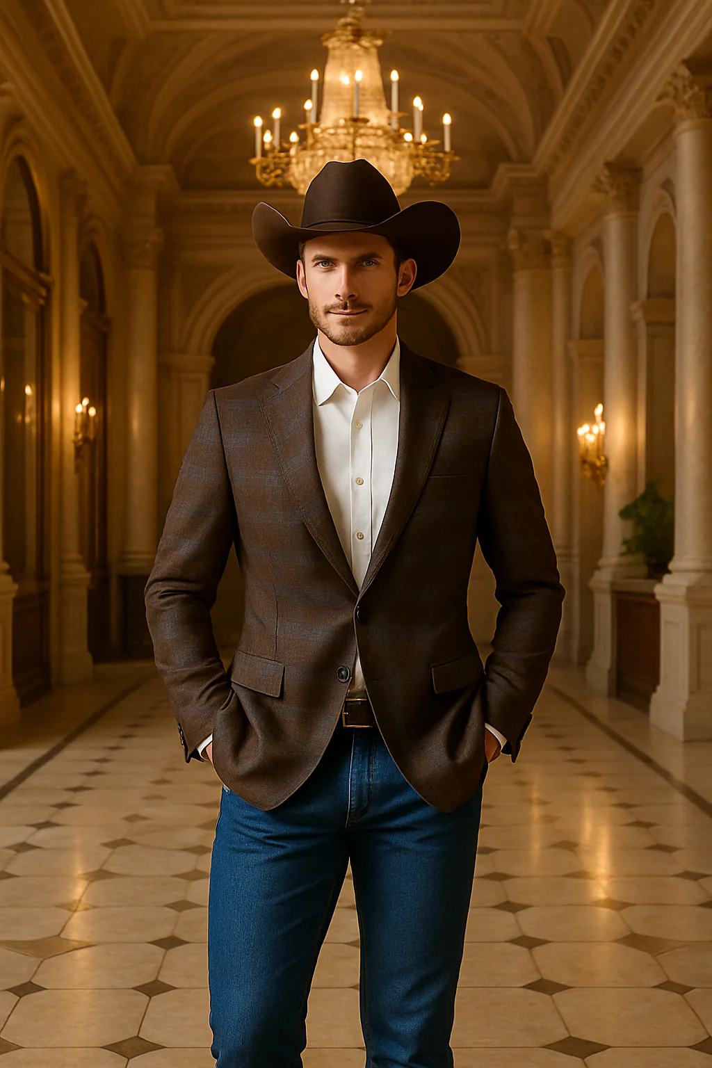 Saco vaquero - Western Sport Coat - Western Blazer- Men's Two Button Business Casual Double Windowpane Sport Coat - Image 9