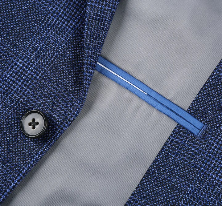Saco vaquero - Western Sport Coat - Western Blazer- Mens Two Button Classic Fit Sport Coat Blazer In Navy Blue Windowpane Plaid - Image 6