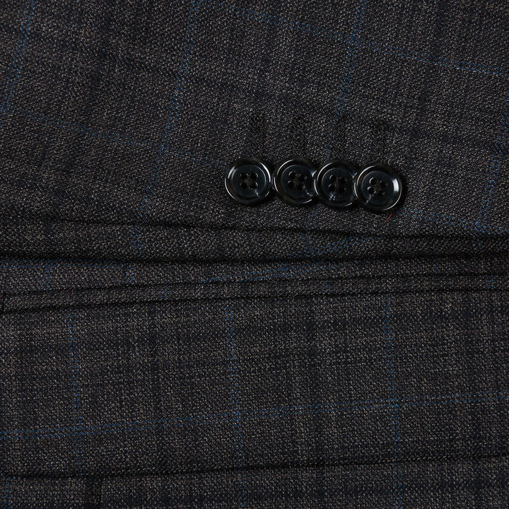Saco vaquero - Western Sport Coat - Western Blazer - Mens Two Button Classic Fit Wool Sport Coat Blazer In Dark Brown Windowpane Plaid - Image 6