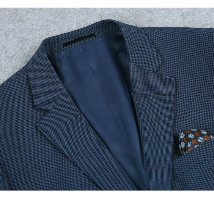 Saco vaquero - Western Sport Coat - Western Blazer - Mens Two Button Classic Fit Wool Sport Coat Blazer In Steel Blue Windowpane Plaid - Image 7