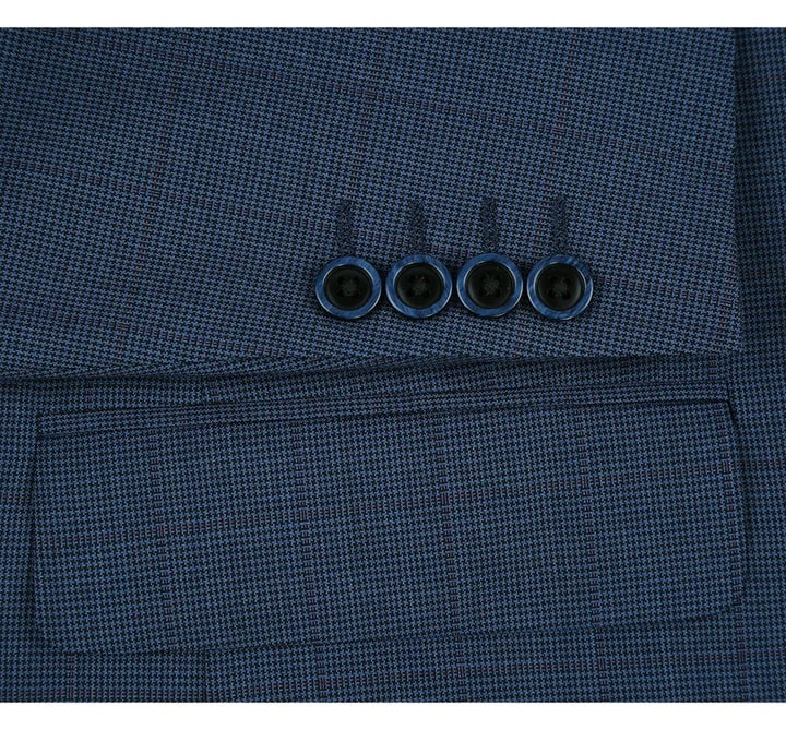 Saco vaquero - Western Sport Coat - Western Blazer - Mens Two Button Classic Fit Wool Sport Coat Blazer In Steel Blue Windowpane Plaid - Image 8
