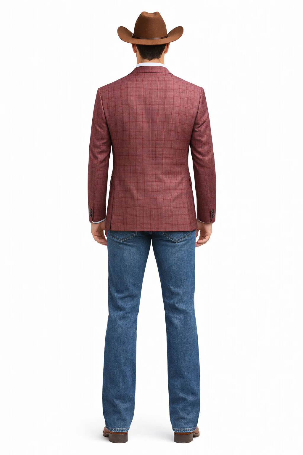 Saco vaquero - Western Sport Coat - Western Blazer - Men's Two Button Regular Fit Windowpane Mauve Plaid Sport Coat Blazer - Image 8