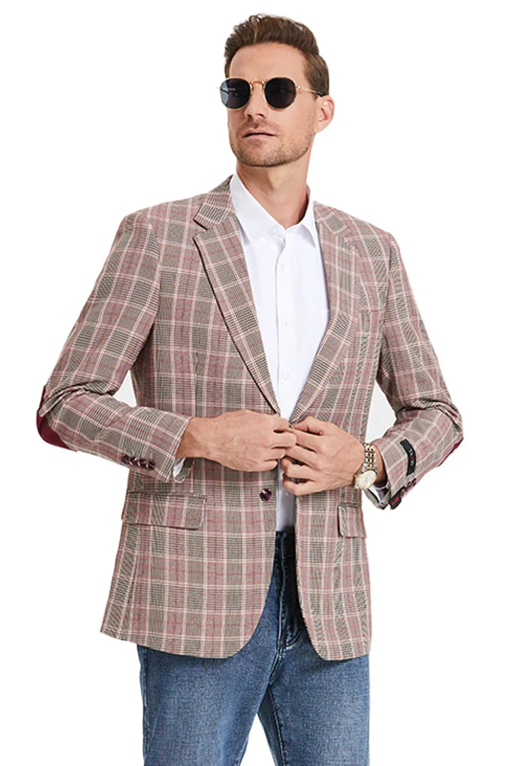 Saco vaquero - Western Sport Coat - Western Blazer- Men's Two Button Slim Fit Business Casual Burgundy Sport Coat - Image 2