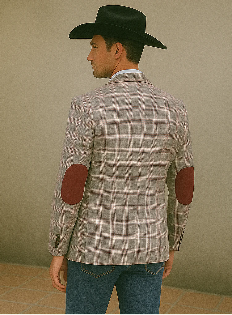 Saco vaquero - Western Sport Coat - Western Blazer- Men's Two Button Slim Fit Business Casual Burgundy Sport Coat - Image 3