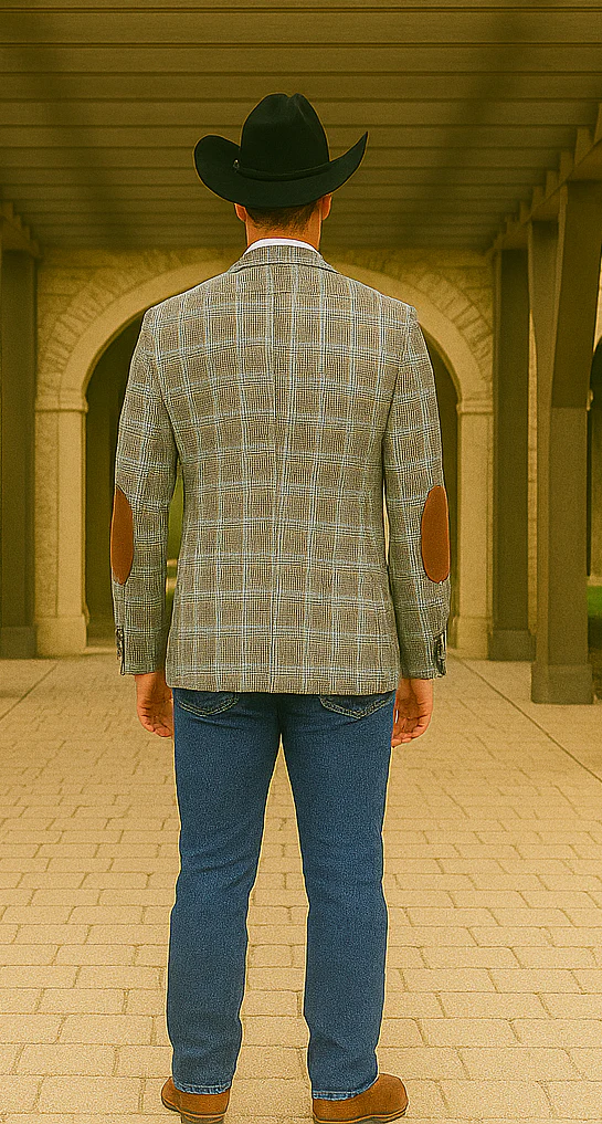 Saco vaquero - Western Sport Coat - Western Blazer- Men's Two Button Slim Fit Business Casual Sport Coat In Camel Glen Plaid - Image 4