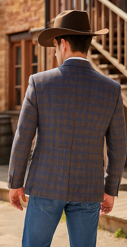 Saco vaquero - Western Sport Coat - Western Blazer- Men's Two Button Slim Fit Business Casual Sport Coat In Light Brown - Image 3