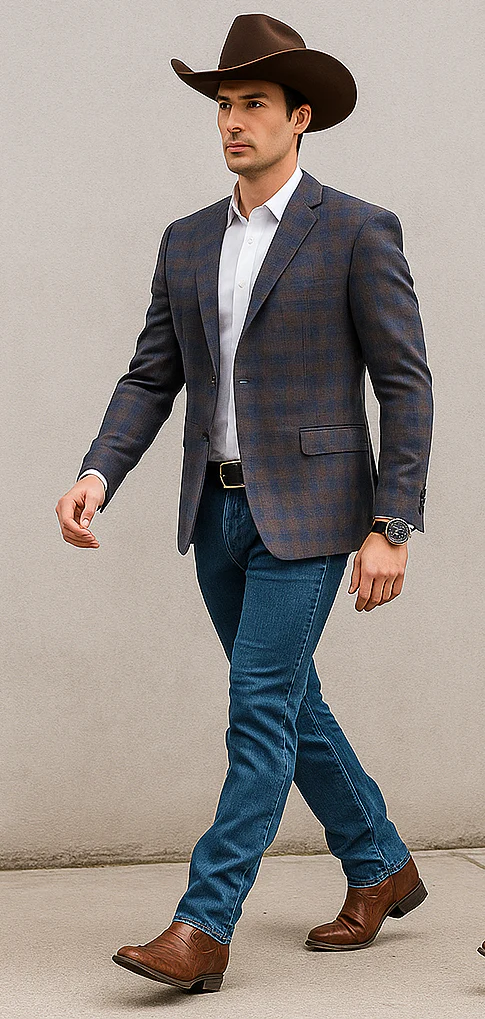 Saco vaquero - Western Sport Coat - Western Blazer- Men's Two Button Slim Fit Business Casual Sport Coat In Light Brown - Image 4