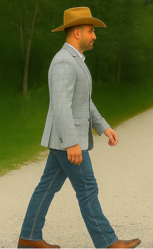 Saco vaquero - Western Sport Coat - Western Blazer- Men's Two Button Windowpane Plaid Sport Coat - Image 3