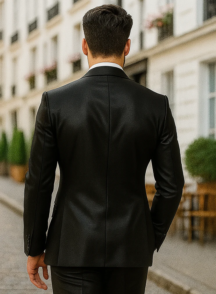 sateen-suit-shiny-suit-black-and-charcoal-sharkskin-suit - Image 5