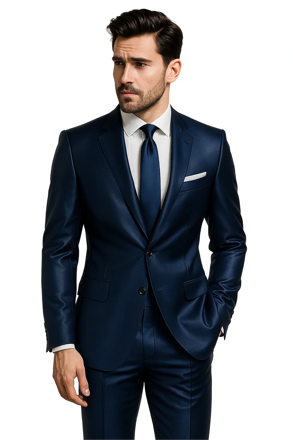 Sateen Suit - Shiny Suit - Royal Sharkskin SLIM FIT Suit - Image 2