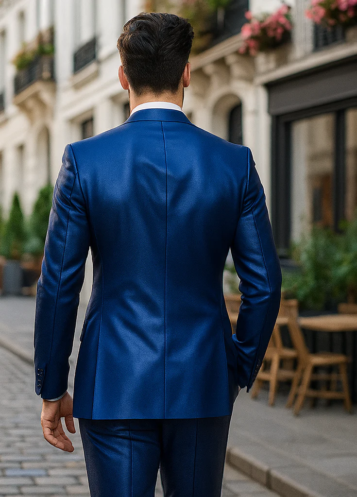 Sateen Suit - Shiny Suit - Royal Sharkskin SLIM FIT Suit - Image 4