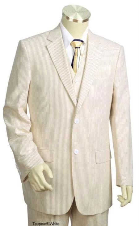 Sear Sucker Suit Mens 3pc 100% Cotton Seersucker Sear sucker suits Taupe - High End Suits - High Quality Suits - Image 6