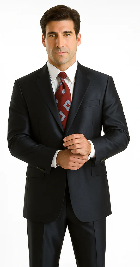 Sharkskin Shiny Sheen 2 Button Dark Blue Sharkskin Men'S Suit - Image 6