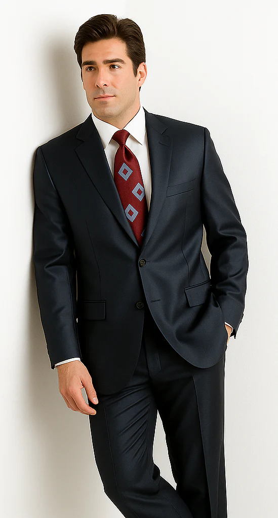 Sharkskin Shiny Sheen 2 Button Dark Blue Sharkskin Men'S Suit - Image 8
