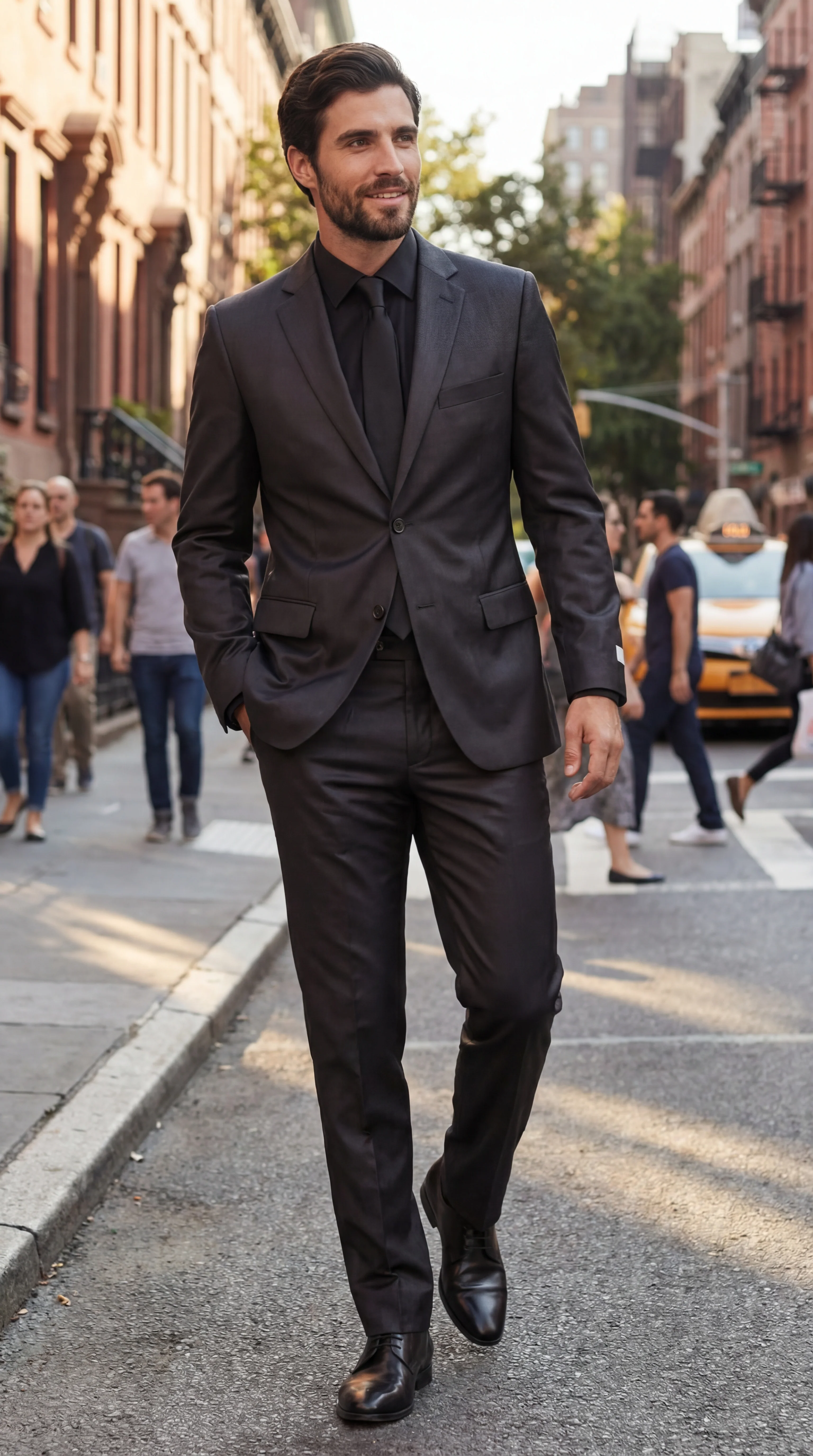 Shiny Metallic Party Black Suit - Image 6