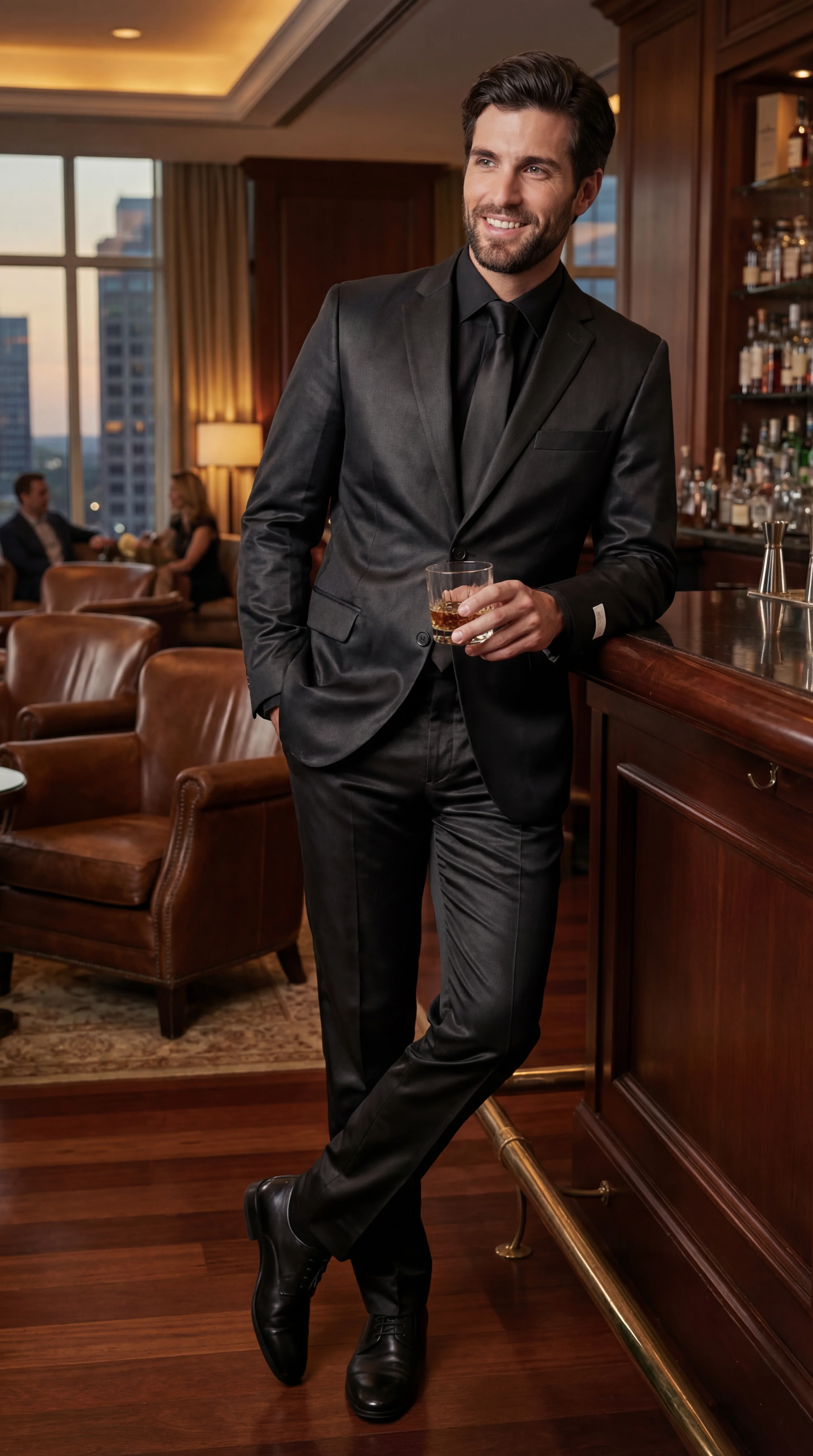 Shiny Metallic Party Black Suit - Image 7