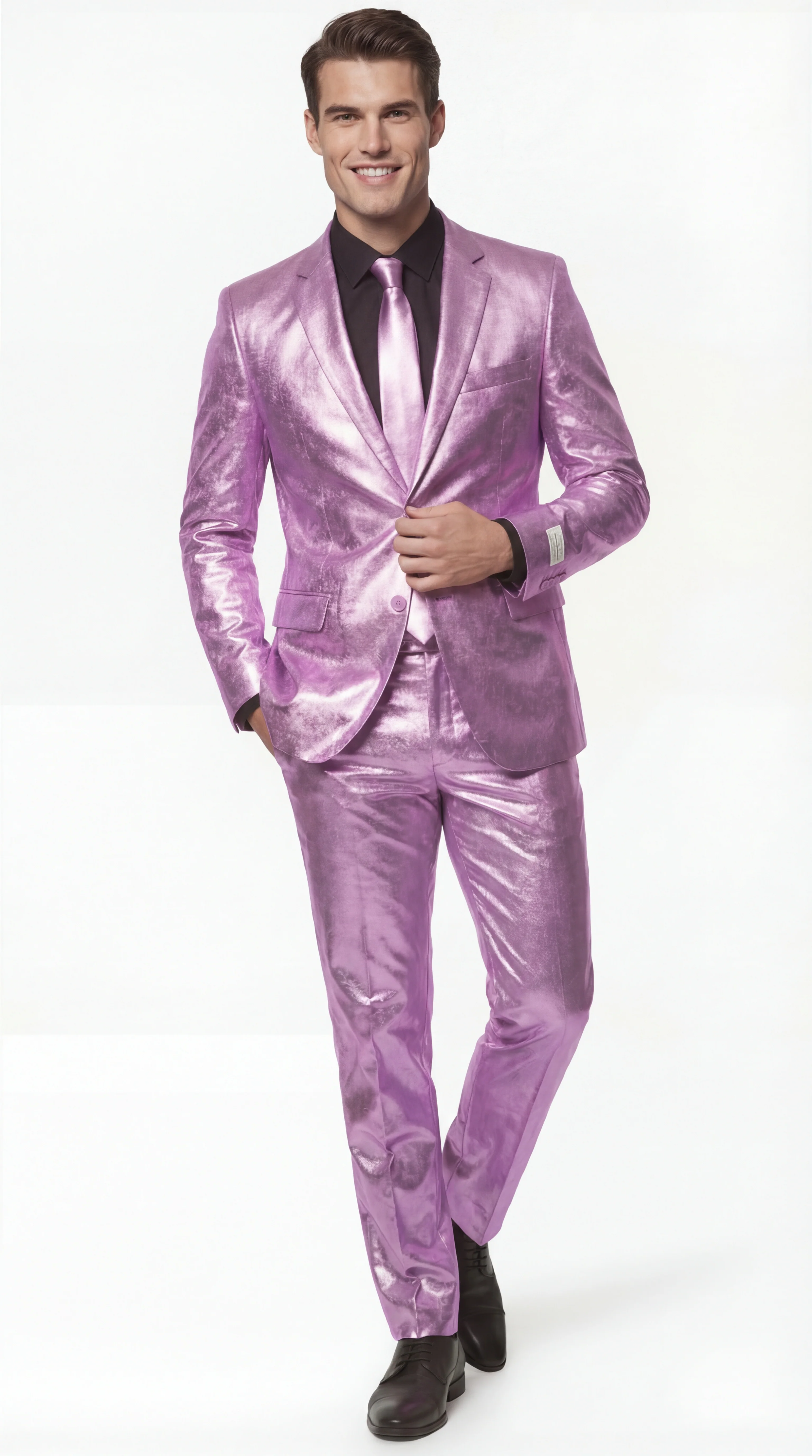 Shiny Metallic Party Lavender Suit - Image 6