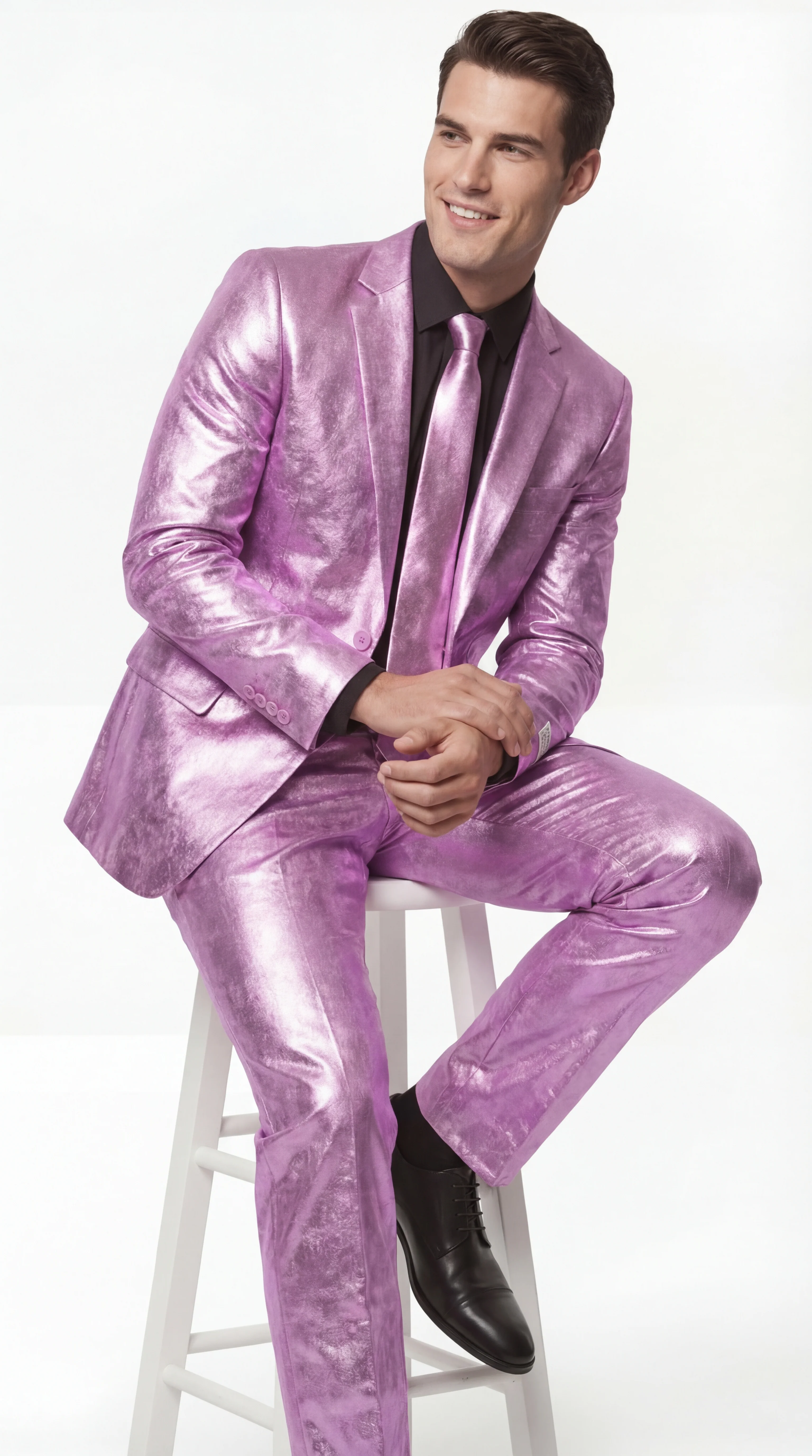 Shiny Metallic Party Lavender Suit - Image 7